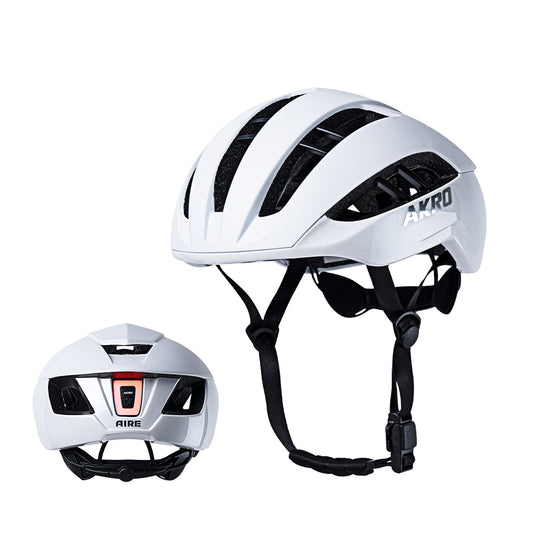 AKRO - AIRE Cycling Tail Light Helmet - White