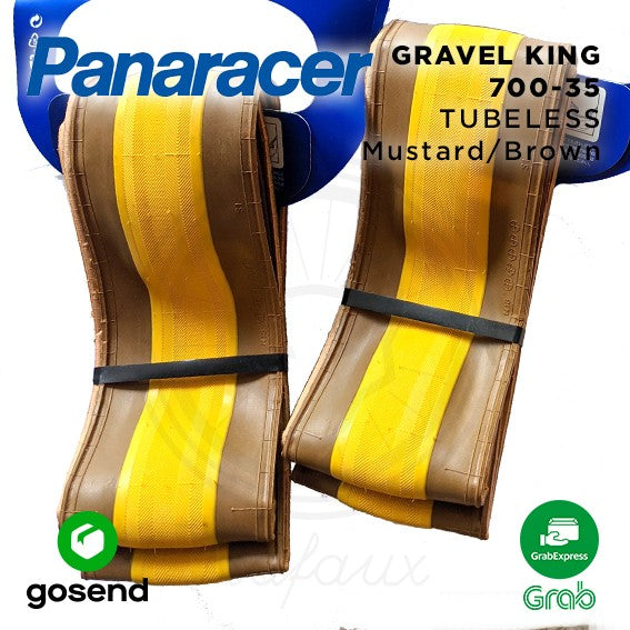 PANARACER GravelKing Gravel Tire Ban Sepeda Gravel Sepasang 700c-35 - Mustard - Brown