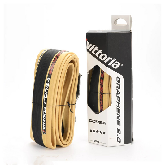 VITTORIA Corsa Graphene2.0 Ban Luar Road Bike - Para Black (Tan)