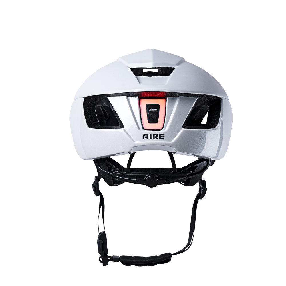 AKRO - AIRE Cycling Tail Light Helmet - White