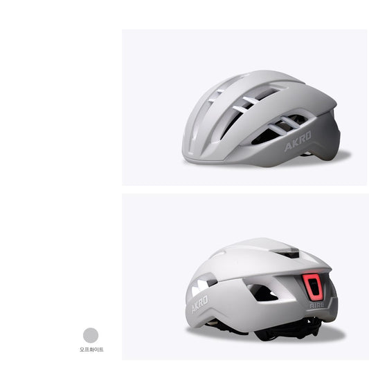 AKRO - AIRE Cycling Tail Light Helmet - OffWhite