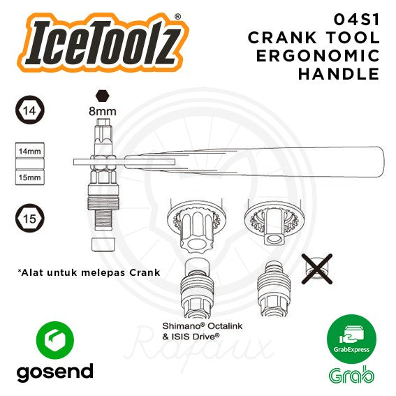 ICETOOLZ Crank Tool w/ Ergonomic Handle Alat Pembuka Crank Sepeda 04S1