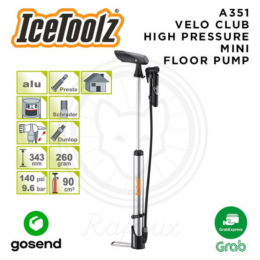 ICETOOLZ Mini Floor Pump High Pressure Pompa Sepeda Portable A351